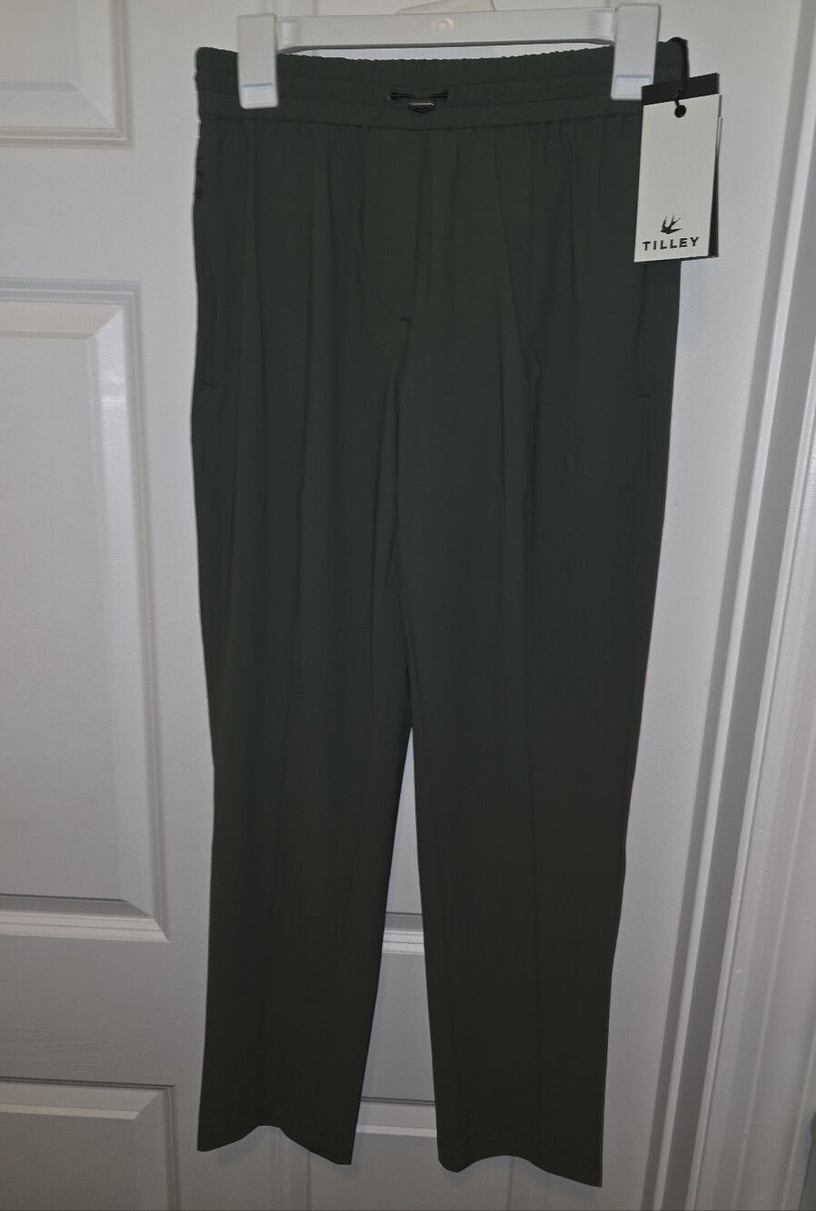 NWT Tilley Wanderer Pull On Travel Pants Green Elastic Waist Drawstring Size: XS